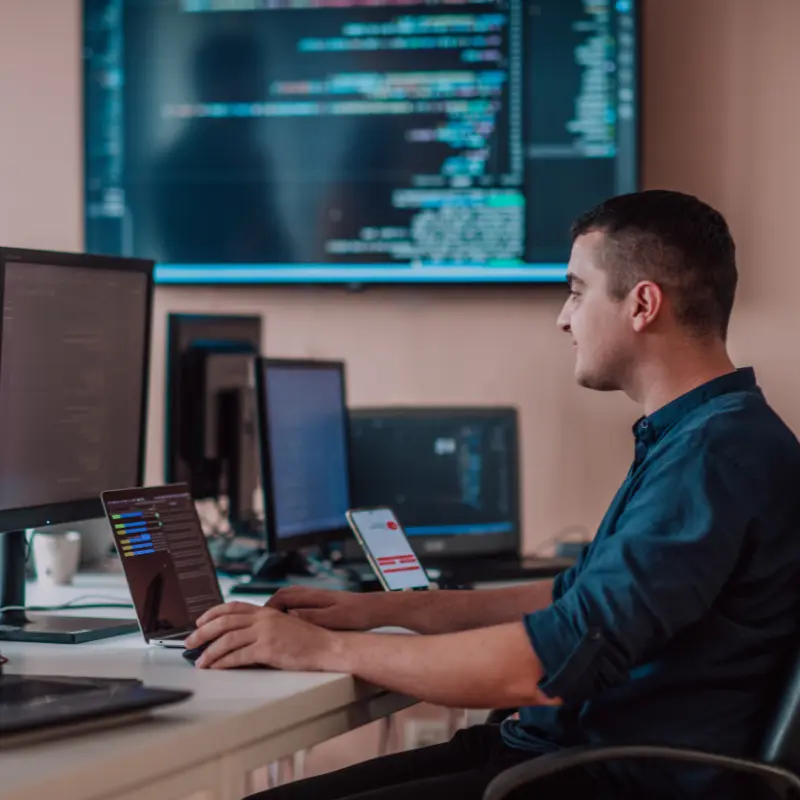 Web developer working on website development and coding for business digital solutions